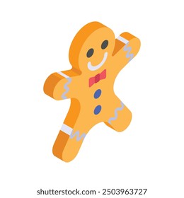 Gingerbread man cookie isometric vector design in modern style