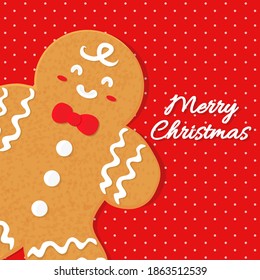 Gingerbread man cookie Merry Christmas vector illustration