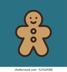 Gingerbread Man Cookie Minimal Color Flat Line Stroke Icon Pictogram Symbol Illustration
