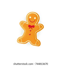 Gingerbread man cookie. Noise texture. Vector illustration