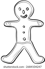 Gingerbread man cookie outline vector illustration