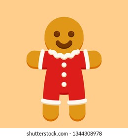 Gingerbread man cookie. Cookie in shape of man with colored icing. Happy new year decoration