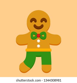 Gingerbread man cookie. Cookie in shape of man with colored icing. Happy new year decoration