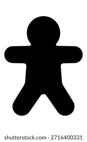 Gingerbread man cookie silhouette. Sweet christmas treat. Holiday baking symbol. Festive food icon. Winter dessert shape.