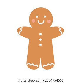 Gingerbread man cute cookie icon. Vector illustration.