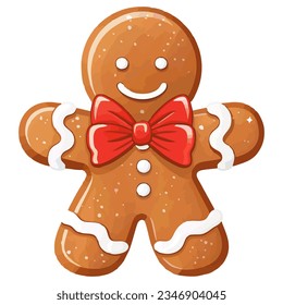  Gingerbread man decorated colored icing. Christmas Gingerbread Man. Holiday cookie in shape of man. 