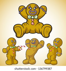 Gingerbread Man In Different Poses. This Is 1 Of 2 In A Series.