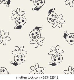 The Gingerbread Man doodle drawing seamless pattern background