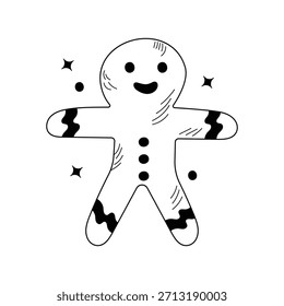 Icono de doodle de hombre de jengibre con fondo blanco Vector Ilustración de stock