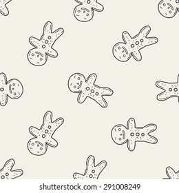 Gingerbread Man doodle seamless pattern background