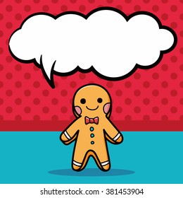 gingerbread man doodle, speech bubble