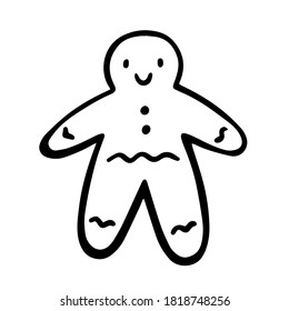 Gingerbread man doodle. Vector illustration. Christmas and New Year.