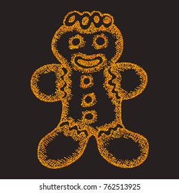 Gingerbread Man Drawn by Dots Stipplism Vector illustration