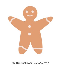 Gingerbread man dressed in festive holiday.Christmas gingerbread.Vector illustration.Isolated on white background.