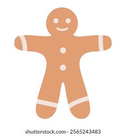 Gingerbread man dressed in festive holiday.Christmas gingerbread.Vector illustration.Isolated on white background.