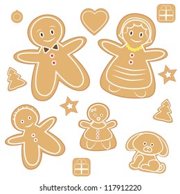 Gingerbread Man Family Vector