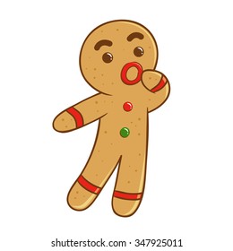 Gingerbread man feeling confused, vector illustration