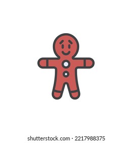 Gingerbread man filled outline icon, line vector sign, linear colorful pictogram isolated on white. Symbol, logo illustration. Vector graphics