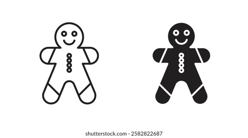Gingerbread man filled and outlined icons vectors on white background