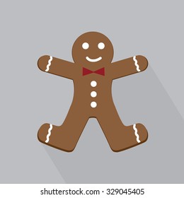 Gingerbread man. Flat icon 