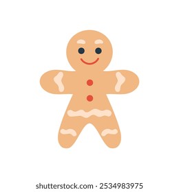 Gingerbread man Flat Icon. Christmas cookie vector illustration. Holiday food symbol. Xmas celebration sign.