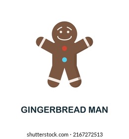 Gingerbread Man flat icon. Colored element sign from christmas collection. Flat Gingerbread Man icon sign for web design, infographics and more.