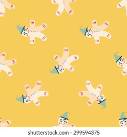 gingerbread man flat icon, eps10 seamless pattern background