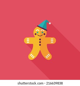 Gingerbread man flat icon with long shadow,eps10