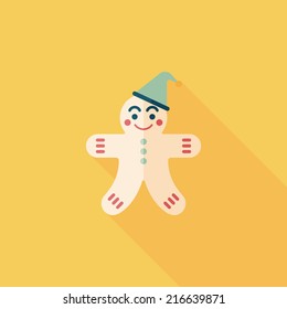 Gingerbread man flat icon with long shadow,eps10
