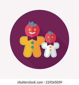 Gingerbread man flat icon with long shadow,eps10