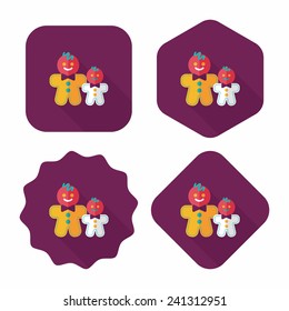 Gingerbread man flat icon with long shadow,eps10