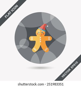 gingerbread man flat icon with long shadow,eps10