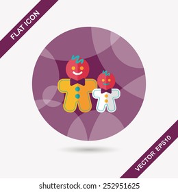 Gingerbread man flat icon with long shadow,eps10