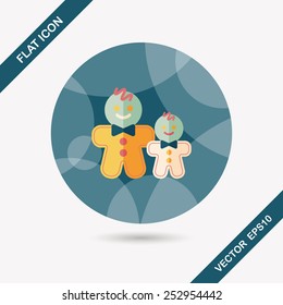 Gingerbread man flat icon with long shadow,eps10