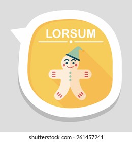 gingerbread man flat icon with long shadow,eps10