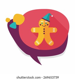 gingerbread man flat icon with long shadow,eps10