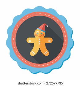 gingerbread man flat icon with long shadow,eps10