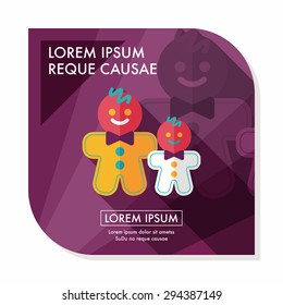 Gingerbread man flat icon with long shadow,eps10