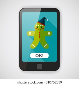 gingerbread man flat icon with long shadow,eps10