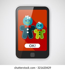 Gingerbread man flat icon with long shadow,eps10