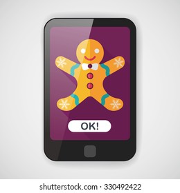 Gingerbread man flat icon with long shadow,eps10