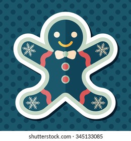 Gingerbread man flat icon with long shadow,eps10