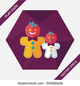 Gingerbread man flat icon with long shadow,eps10