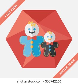 Gingerbread man flat icon with long shadow,eps10