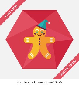 gingerbread man flat icon with long shadow,eps10