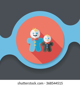 Gingerbread man flat icon with long shadow,eps10