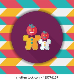 Gingerbread man flat icon with long shadow,eps10