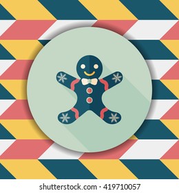 Gingerbread man flat icon with long shadow,eps10