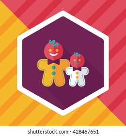 Gingerbread man flat icon with long shadow,eps10