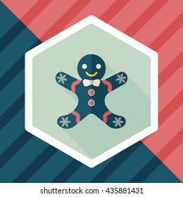 Gingerbread man flat icon with long shadow,eps10